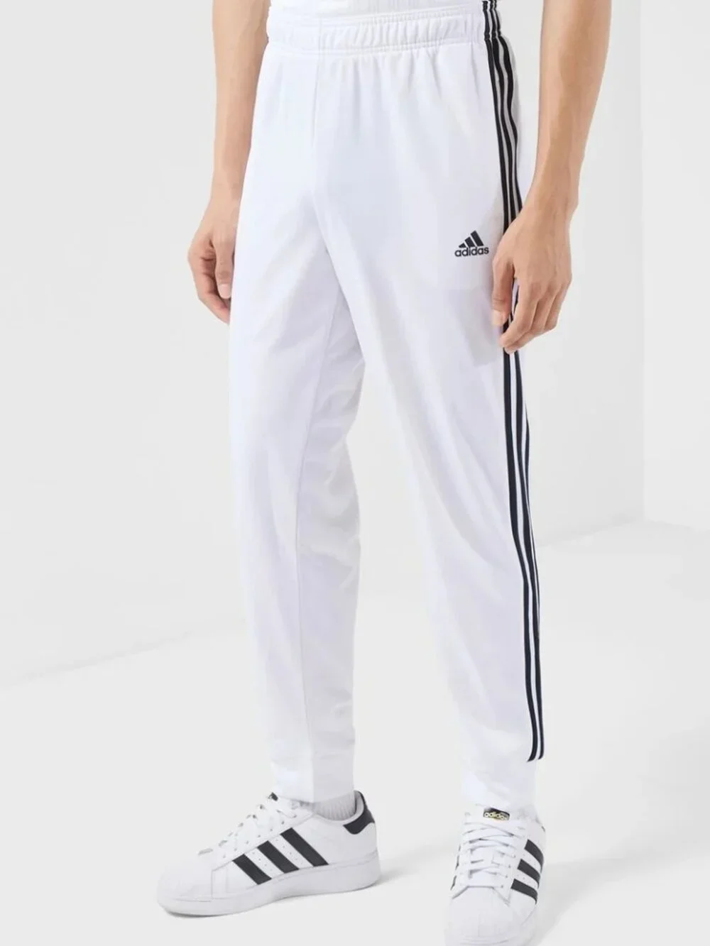NWT adidas Essentials 3-Stripes Tricot Jogger Pants White Black Men's 2XL H46108